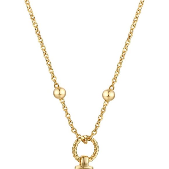 18k gold Plated Y Pendant Commemorative coin Necklace Multilayer Bar Disc - Picture 4 of 5